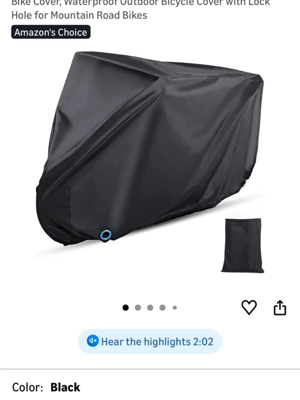 Waterproof Bicycle Cover - Black